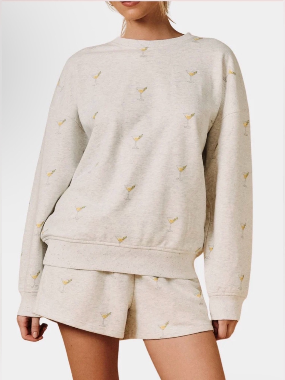 08 Embroidered Cocktail Glass Sweatshirt